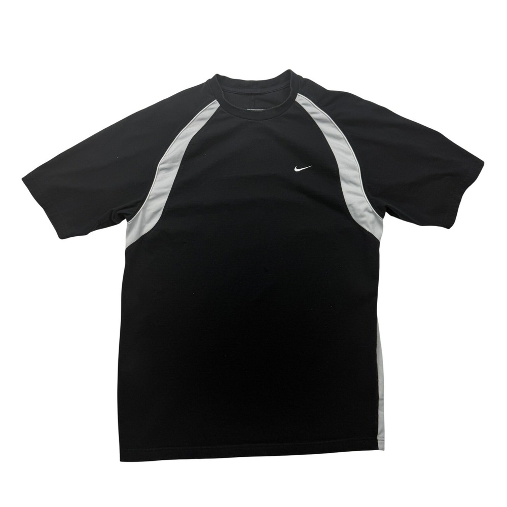 Vintage Y2K Nike Black Gray Colorblock Mesh Swoosh Athletic Shirt M